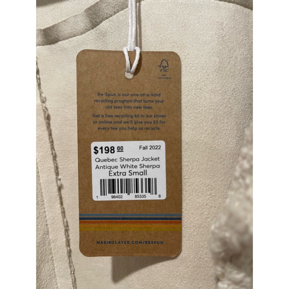 Marine Layer Quebec Sherpa Moto Jacket in Antique White Beige Size XS‎ - Picture 10 of 11